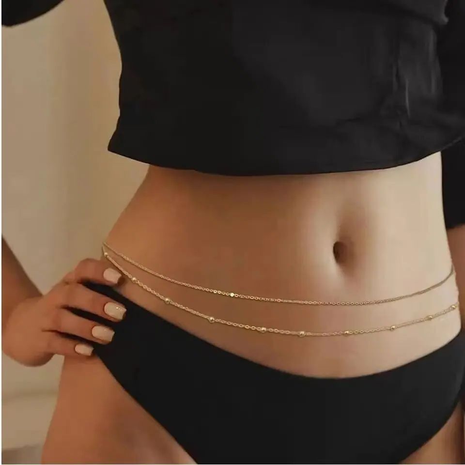여성을위한 힙합 더블 레이어 배꼽 체인 Y2K 골드 컬 - Body Jewellery 리뷰 및 가격