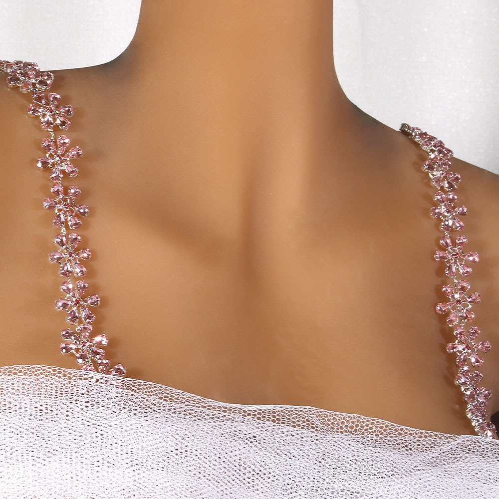 여성용 꽃무늬 어깨끈, 라인스톤 꽃 장식 드레스 스트랩 - Body Jewelry Jewelry Box 리뷰 및 가격
