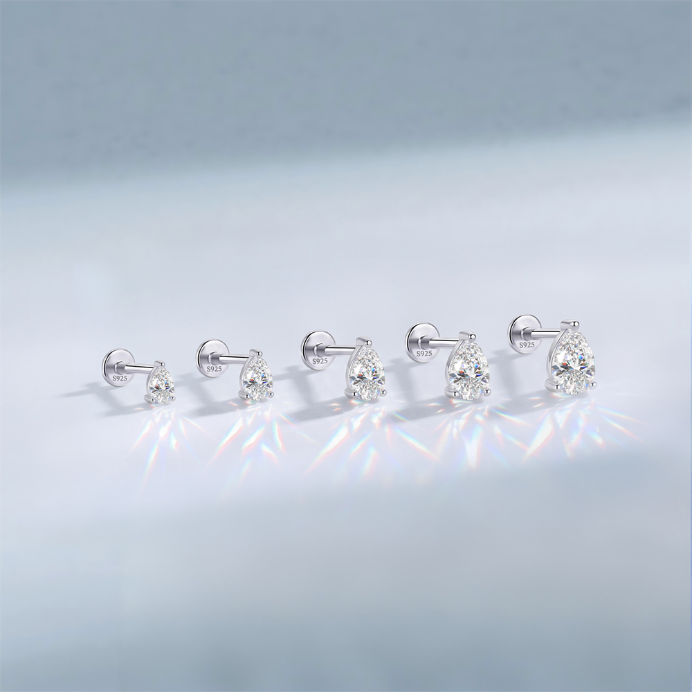 KOJ 1PC 925 스털링 실버 클래식 모이사나이트  - Body Jewelry Quality 리뷰 및 가격