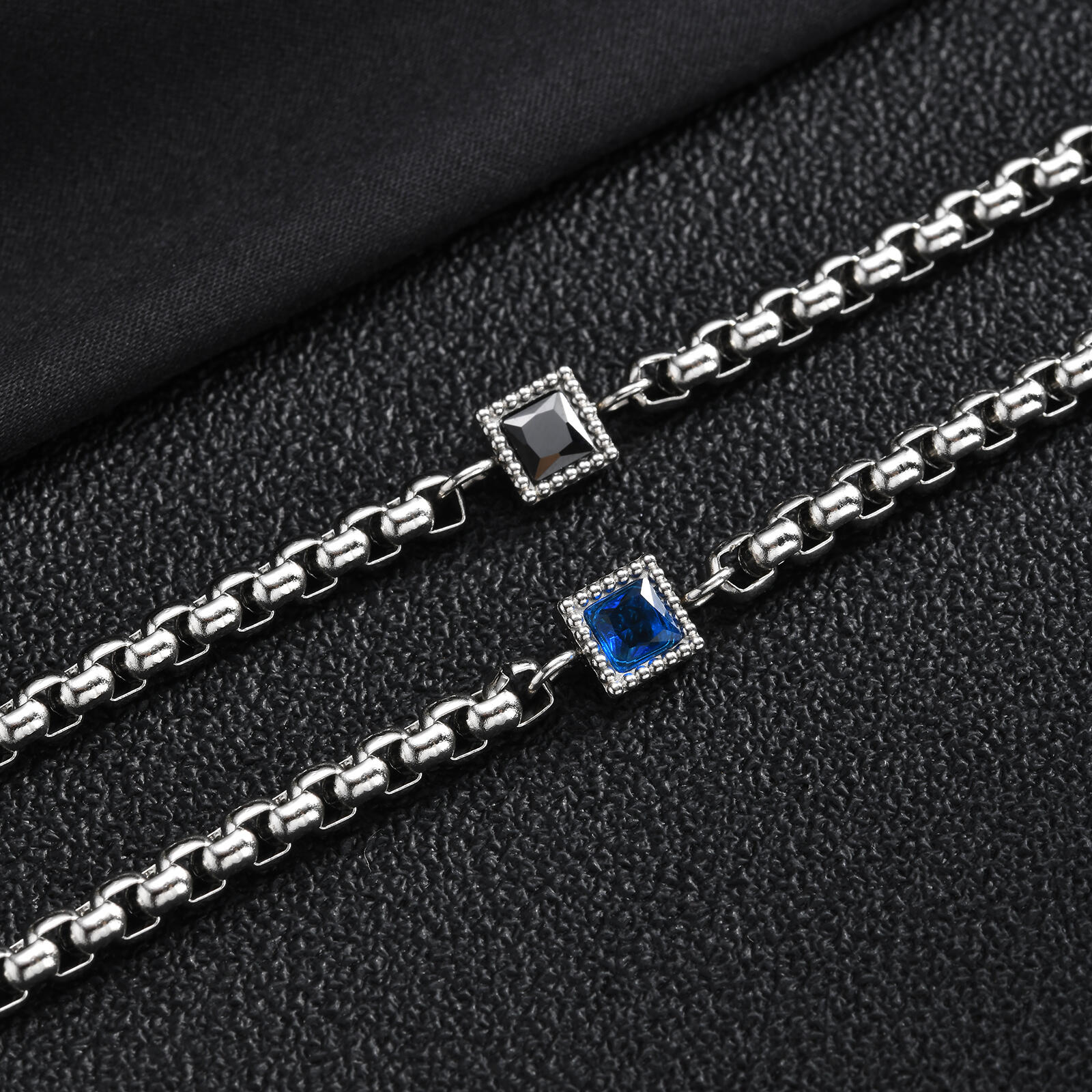 Vnox 남성용 스퀘어 블랙 블루 지르콘 박스 체인 팔 - Body Jewelry Organizer 리뷰 및 가격