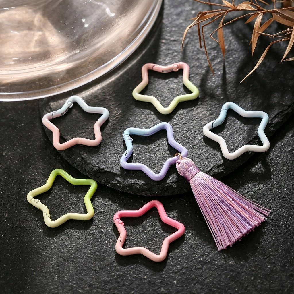 5PCS 그라디언트 별 모양 스프링 링 걸쇠 다채로운  - Body Jewelry Diy 리뷰 및 가격