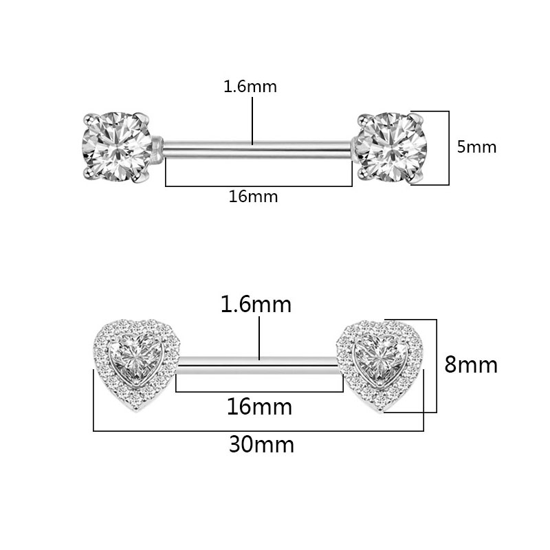 패션 고품질 지르콘 젖꼭지 피어싱 섹시한 바, 316L - Body Jewelry Quality 리뷰 및 가격